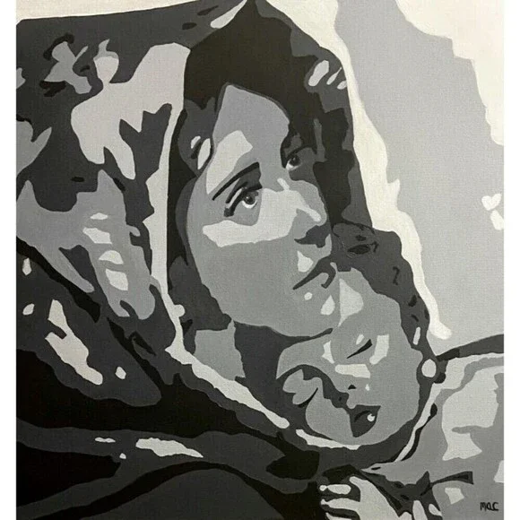 Original Acrylic Painting "THE MADONNA OF MILITARY MOTHERS" Signed 24 x 24 - Picture 1 of 7